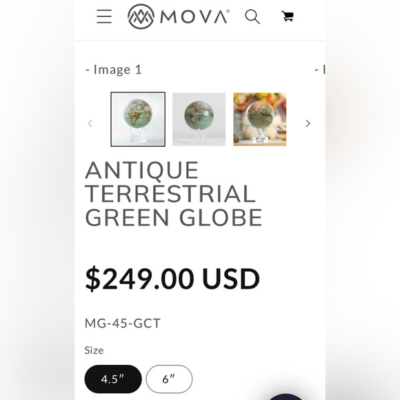 MOVA ANTIQUE TERRESTRIAL GREEN GLOBE - Picture 7 of 8